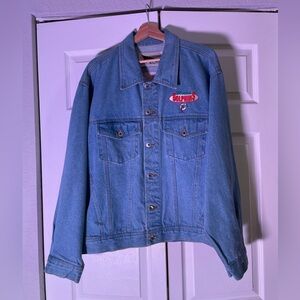 Vintage Dolphin’s Men’s Jean Jacket - Blue/Orange/Green - Size L